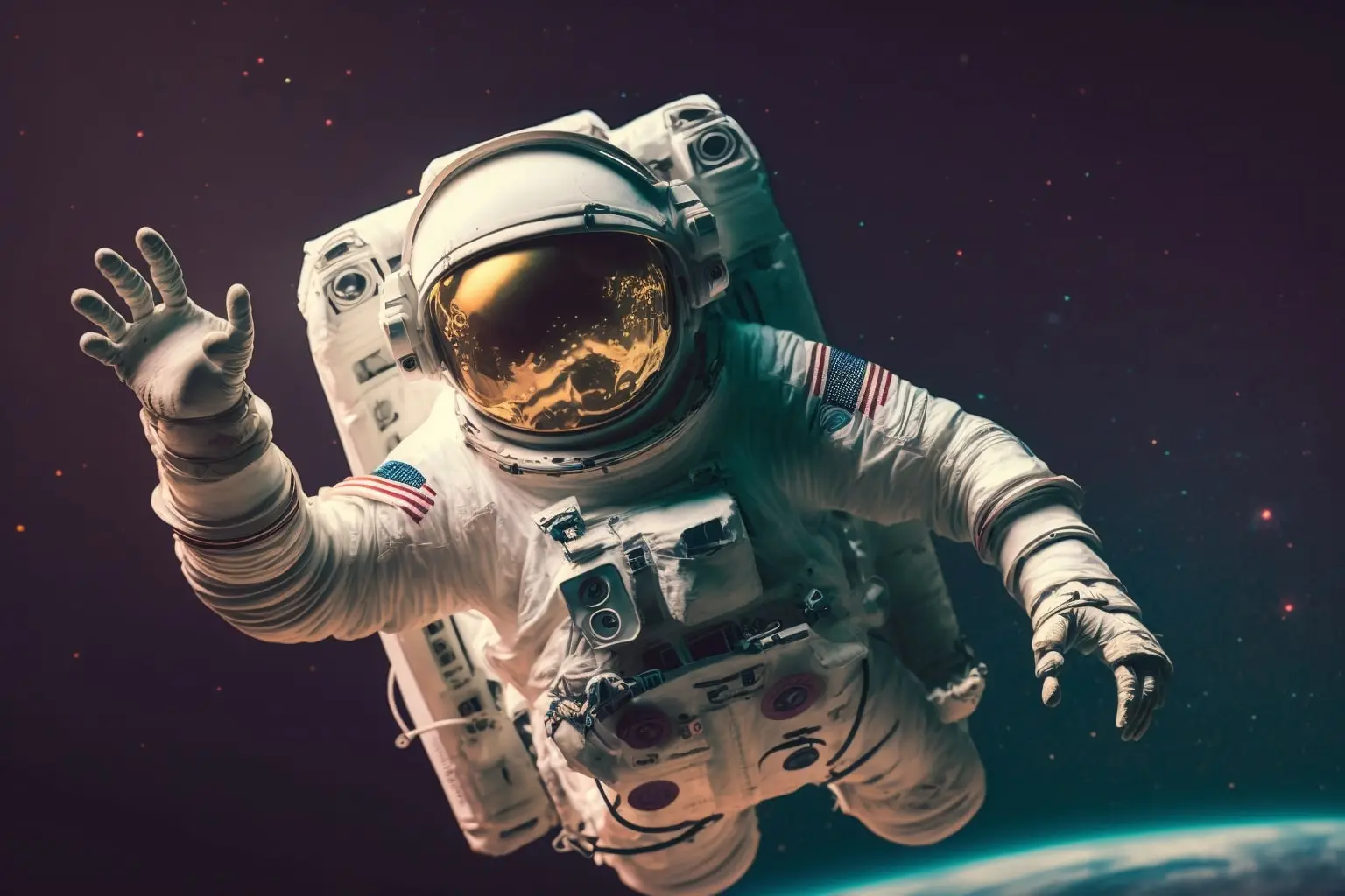 Astronaut Waving From The Space