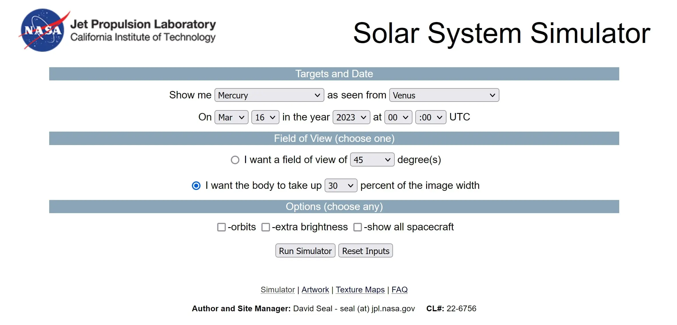 NASA Solar System Simulator