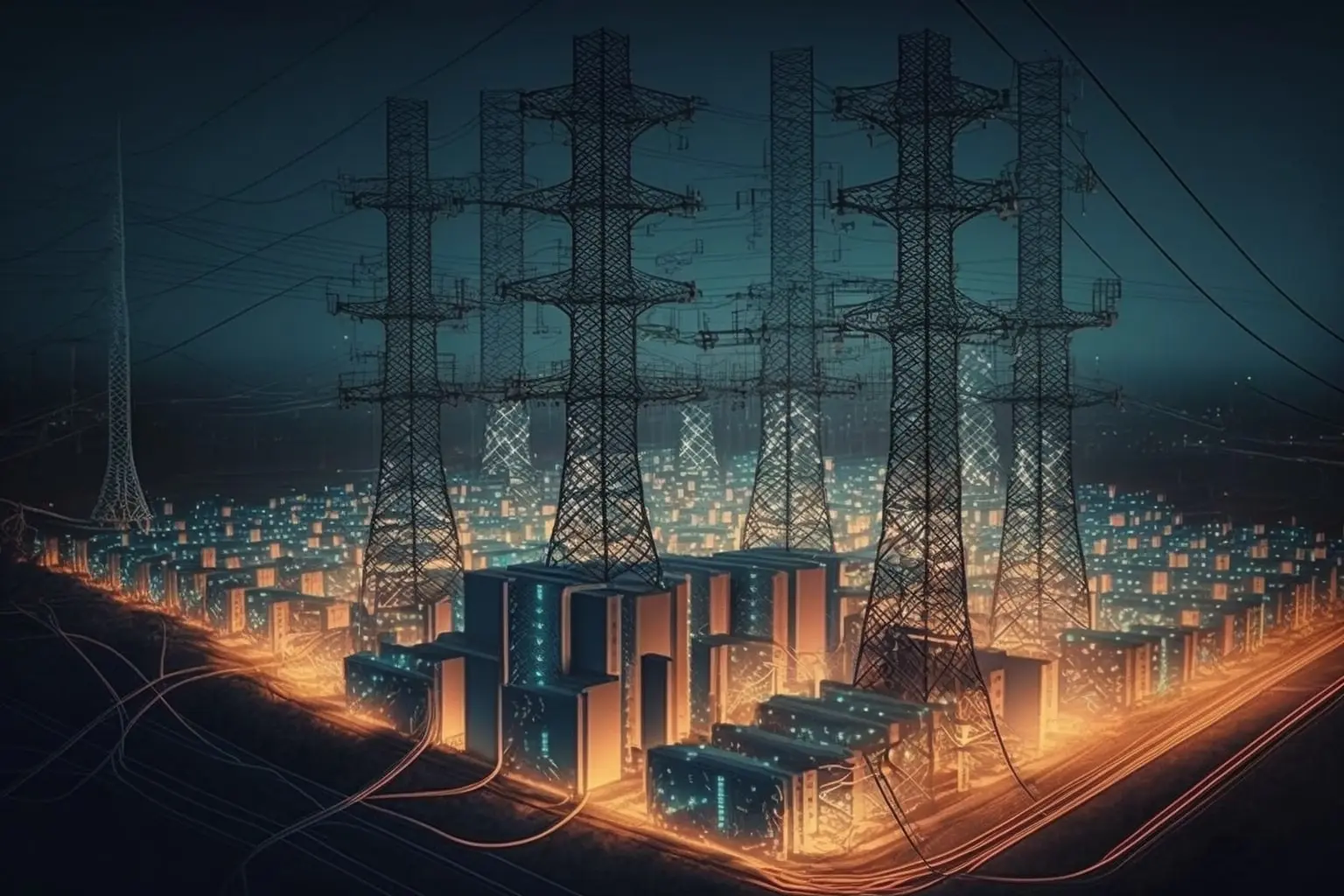 Smart Electricity Distribution Grid Illustration