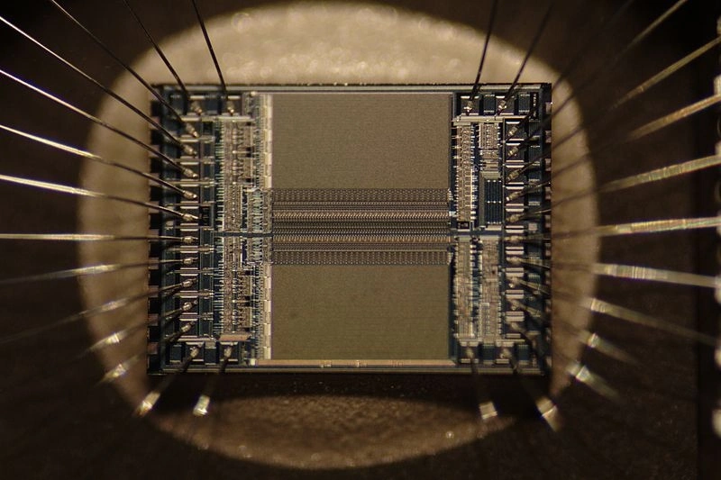 Microscope View of a Chip's Connections