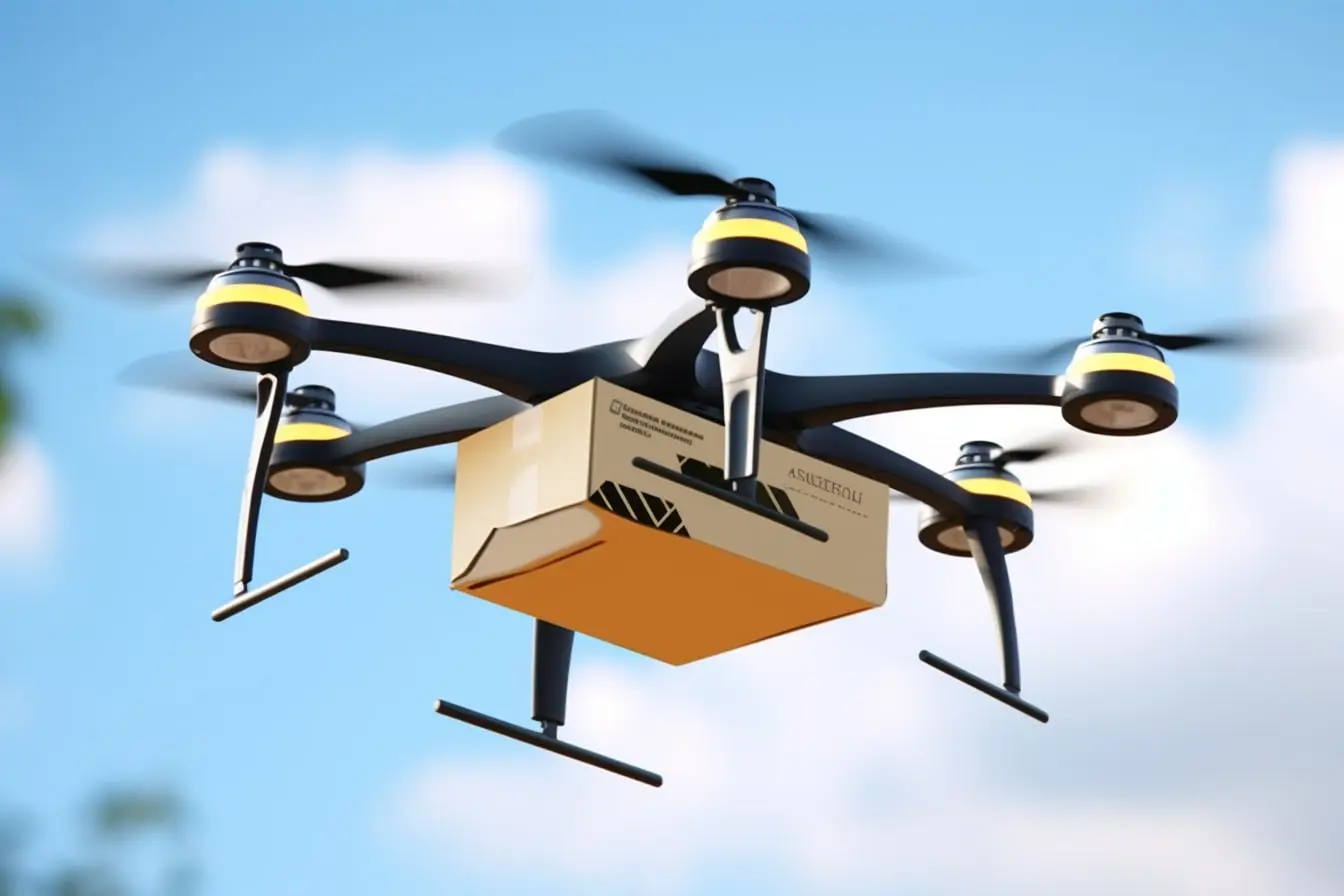 Drone with a parcel - Illustration